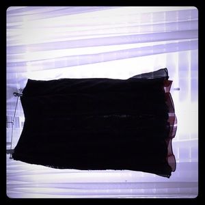 Black silk skirt with red lining